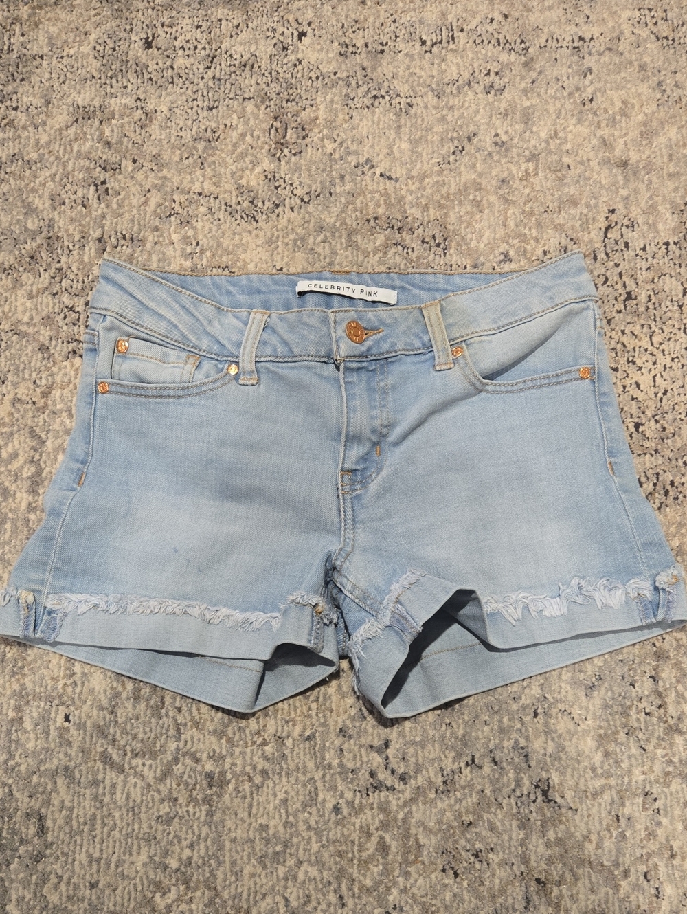 Celebrity Pink Light Blue Denim Frayed Hem Women's Shorts